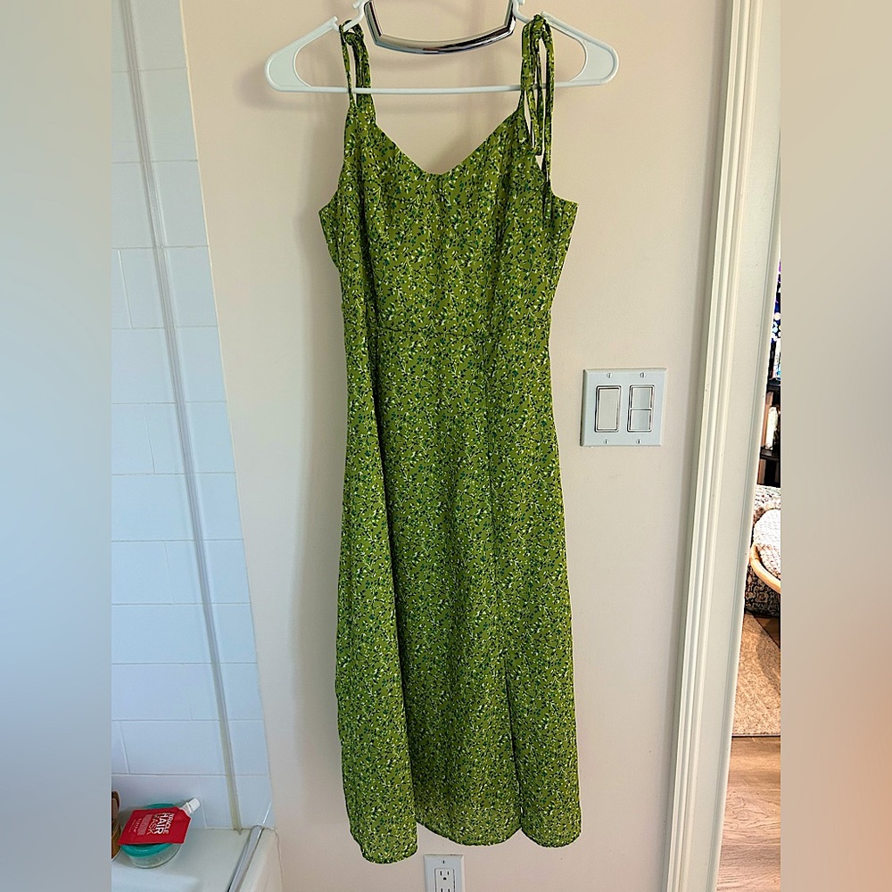 Light green long floral dress
